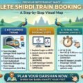 Shirdi train booking guide: express train at Sainagar Shirdi SNSI railway station platform with pilgrims